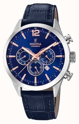 Festina Men's Chronograph | Blue Dial | Blue Leather Strap F20542/4