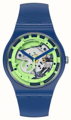 Swatch New Gent Green Anatomy Blue Silicone Watch SUON147