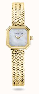 Herbelin Octogône (22mm) White Mother Of Pearl Dial / Gold Plated Bracelet 17436/BP19