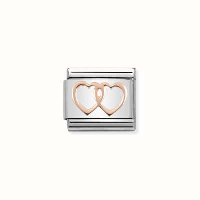 Nomination Composable Classic SYMBOLS Stainless Steel And Gold 9k Double Hearts 430104/08