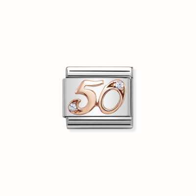 Nomination Composable Classic NUMBERS Steel Zircon And 9k Rose Gold 50 430315/50