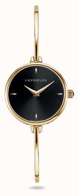 Herbelin Fil Women's Black Dial Gold PVD Bangle Watch 17206/BP14