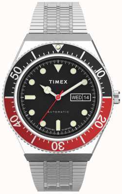 Timex M79 Automatic 40mm Black Dial Black And Red Top Ring TW2U83400