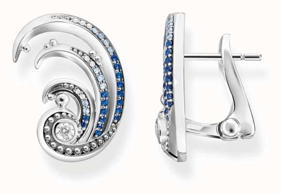 Thomas Sabo Maritime Blue Stones Sterling Silver Wave Hinge Earrings H2225-644-1