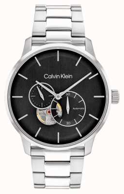 Calvin Klein Men's Automatic Black Dial Exhibition Case Back Watch 25200148