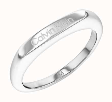 Calvin Klein Faceted Minimalist Stainless Steel Ring (Size 56) 35000187D