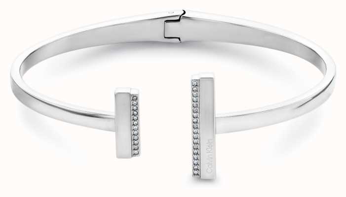 Calvin Klein Ladies Crystal Set Stainless Steel Open Bar Detail Bangle 35000160