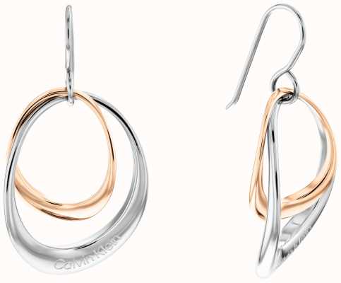 Calvin Klein Ladies Two Tone Interlocking Circle Drop Earrings 35000003