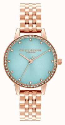 Olivia Burton Classics Mint Sparkle Dial Crystal Set Bezel Watch OB16MD104