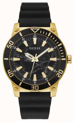 Guess QUARTZ Men's Watch Black Silicone Strap Gold Coloured Case GW0420G2