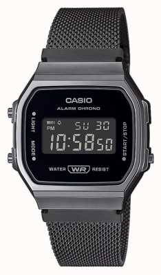 Casio Collection Vintage Black Plated Steel Mesh Bracelet A168WEMB-1BEF
