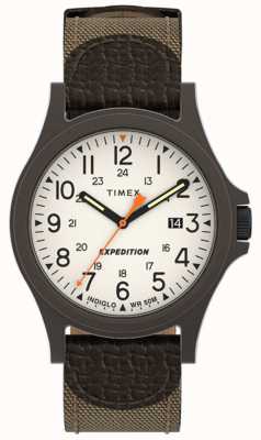 Timex Mens | Expedition | Camper | Cream Dial | Khaki Leather Strap TW4B23700