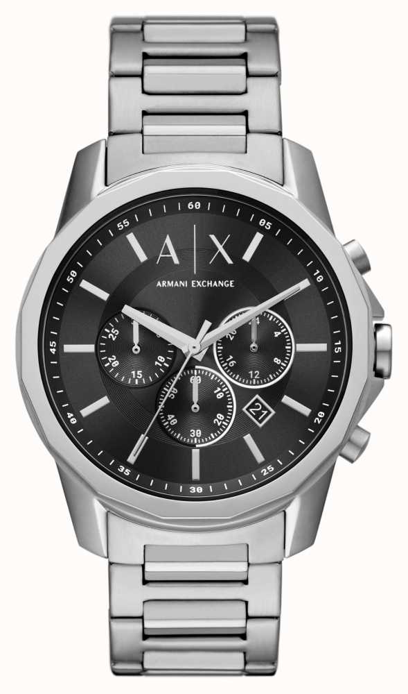 armani exchange black stainless steel bracelet watch