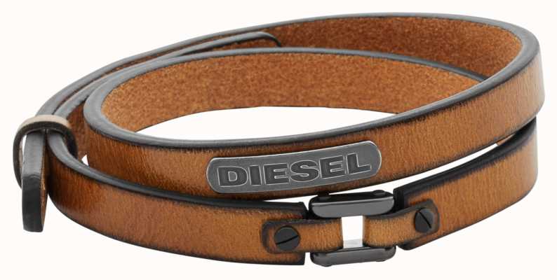 Diesel COILED STACKABLES Brown Leather Bracelet DX0984040