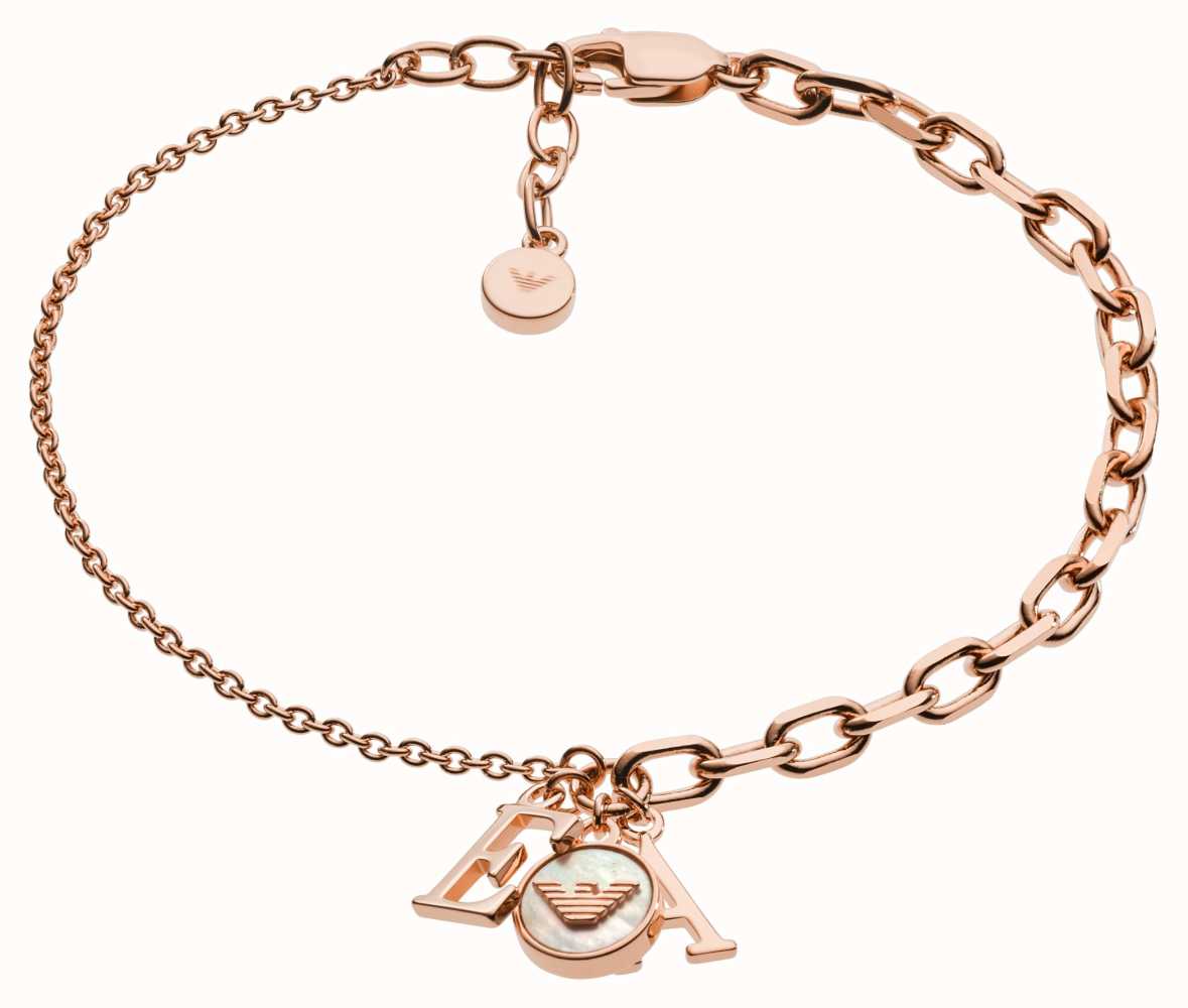 Emporio Armani Rose Gold-Tone Asymmetrical Chain Charm Bracelet