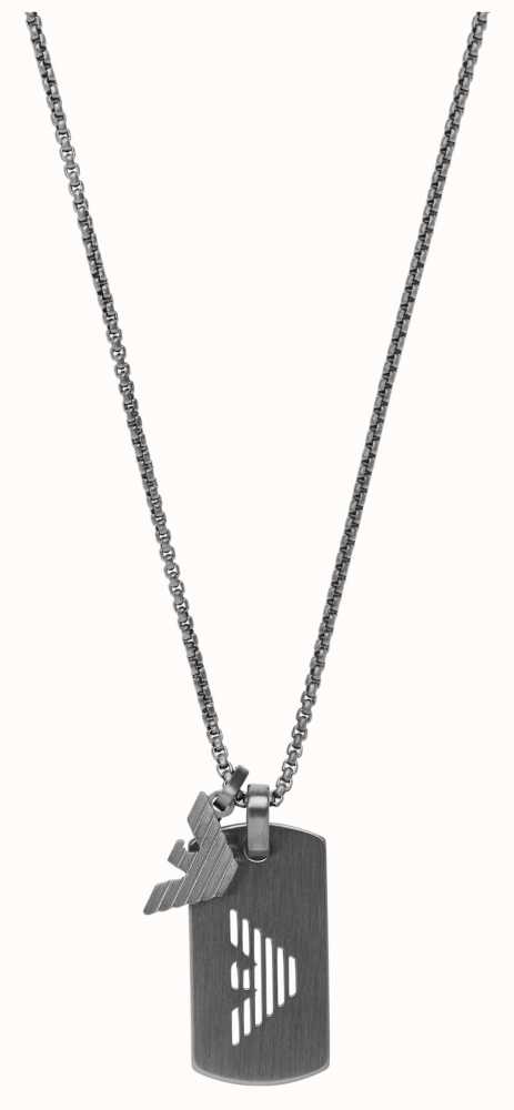 Emporio Armani Men's Dark Grey Stainless Steel Dog Tag Necklace EGS2811060  - First Class Watches™ HKG