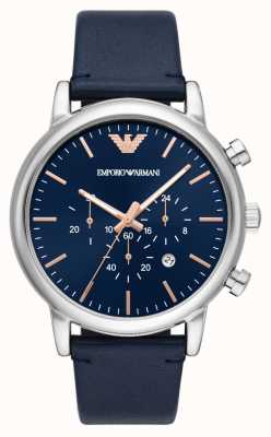 Emporio Armani Men's | Blue Chronograph Dial | Blue Leather Strap AR11451