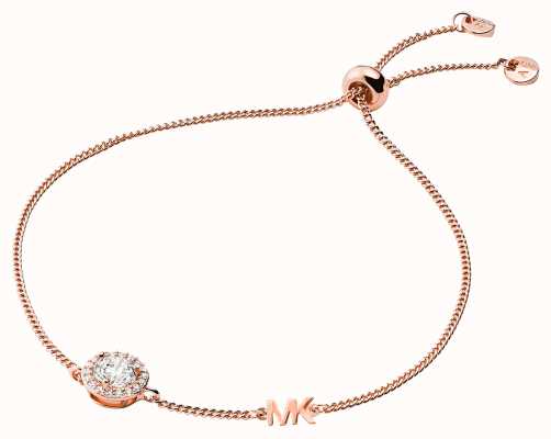 Michael Kors Crystal Set MK Heart Rose-Gold Plated Bracelet