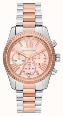 Michael Kors Lexington Rose-Gold and Silver Toned Chronograph Watch MK7219