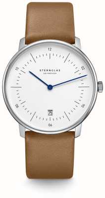 STERNGLAS | Men's | Naos | White Dial | Tan Leather Strap | S01-NA01-PR01