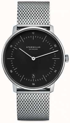 STERNGLAS Men's Naos | Black Dial | Steel Mesh Bracelet S01-NA03-MI04