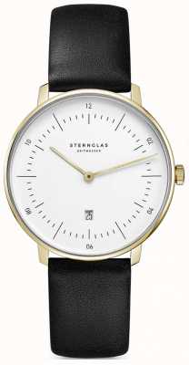 STERNGLAS Women's Naos XS | White Dial | Black Leather Strap S01-ND02-KL08