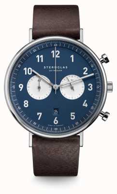 STERNGLAS Chrono 43mm Quartz Midnight Blue / Brown Leather S01-CH06-VI11