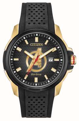 Citizen Marvel Avengers Black Silicone & Gold AW1155-03W