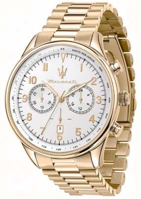 Maserati Men's Tradizione | White Chronograph Dial | Gold Stainless Steel Bracelet R8873646003