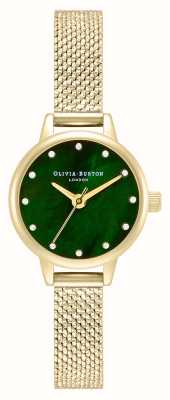 Olivia Burton Classic Mini Dial Green Mother Of Pearl & Gold Mesh Watch OB16MN12