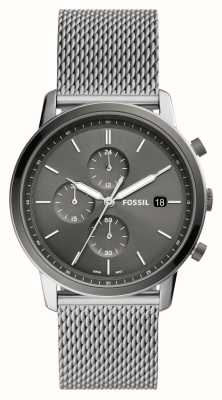 Fossil Men's Minimalist | Grey Chronograph Dial | Stainless Steel Mesh Bracelet FS5944