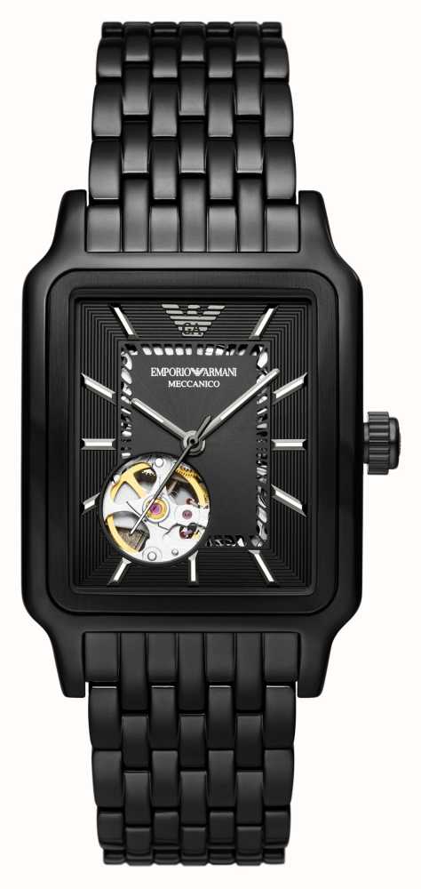 Emporio Armani Men's Rectangular Open Heart Dial Black PVD Watch AR60058 -  First Class Watches™ HKG