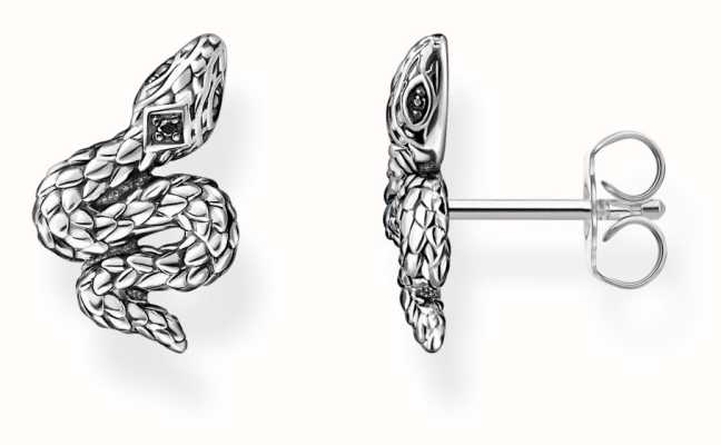 Thomas Sabo Rebel Snake | Sterling Silver | Black Zirconia | Snake Stud Earrings H2261-643-11