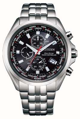 Citizen Mens Eco-Drive Radio Controlled Stainless Steel Black Dial AT8200-87E