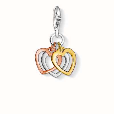 Thomas Sabo Trio of Hearts Charm - 18K Gold Plated 925 Sterling Silver 0959-431-12