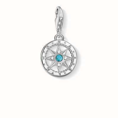 Thomas Sabo Compass Charm Turquoise 925 Sterling Silver/ Simulated Turquoise/ Zirconia 1228-405-17